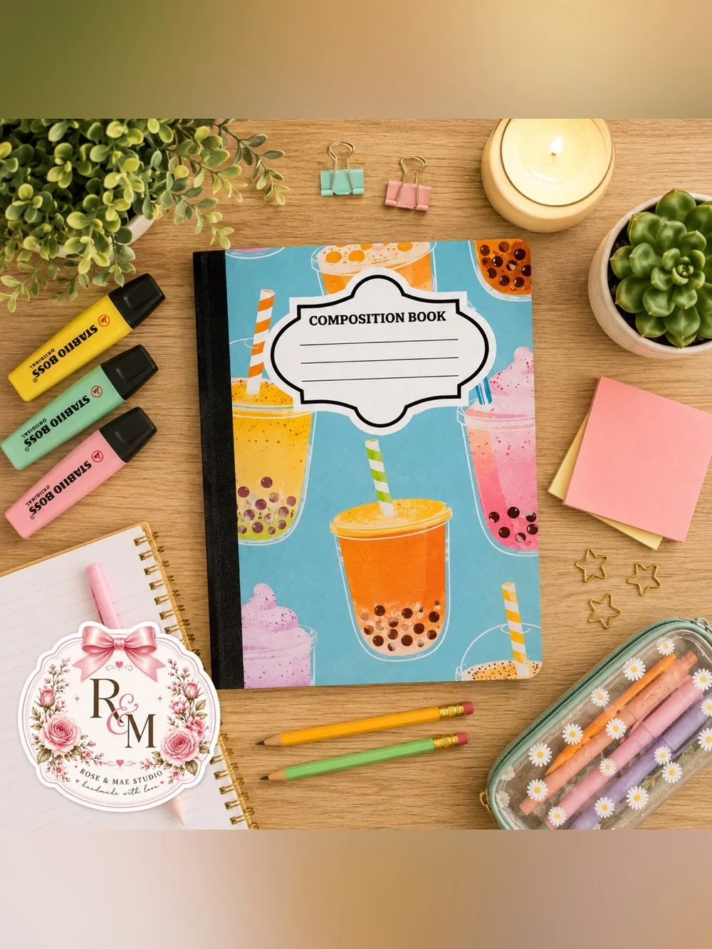 Custom Boba Tea Composition Notebook